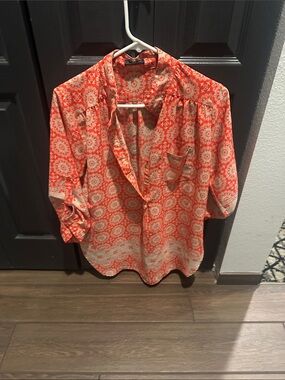 CAL- Women Orange and  Beige Printed Blouse size M